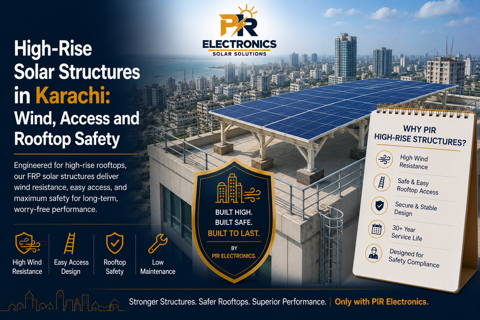 High-Rise Solar Structures in Karachi: Wind, Access and Rooftop Safety