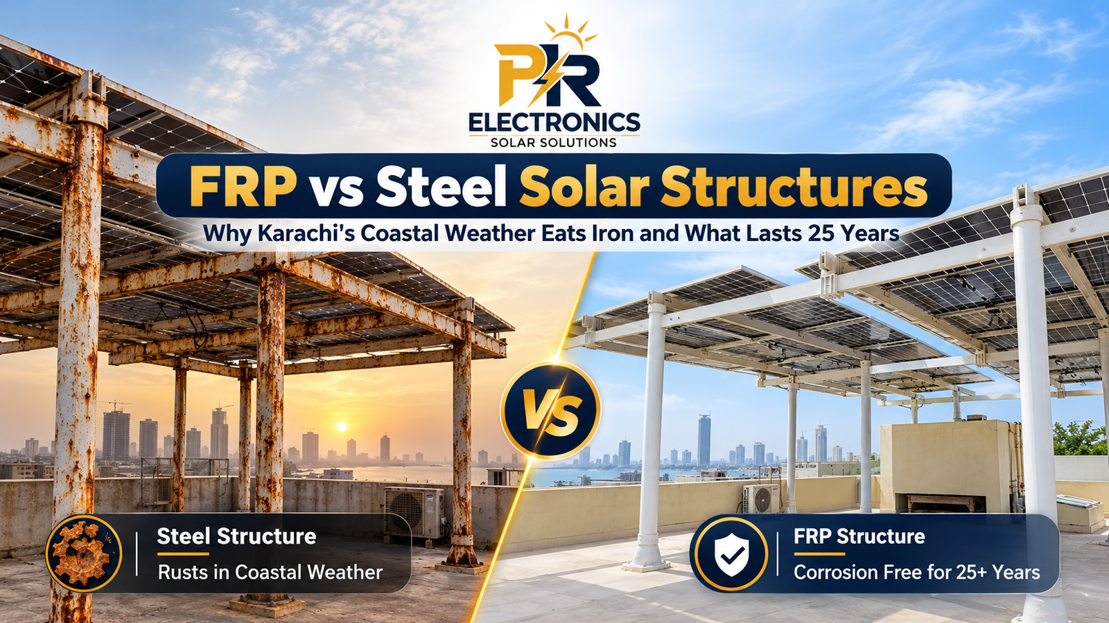FRP vs Steel Solar Structures: Why Karachi’s Coastal Weather Eats Iron and What Lasts 25 Years